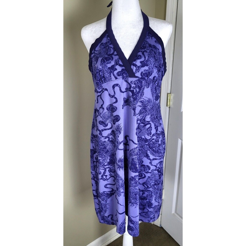 Title Nine Halter Dress Womens Large Athletic Floral Shelf Bra